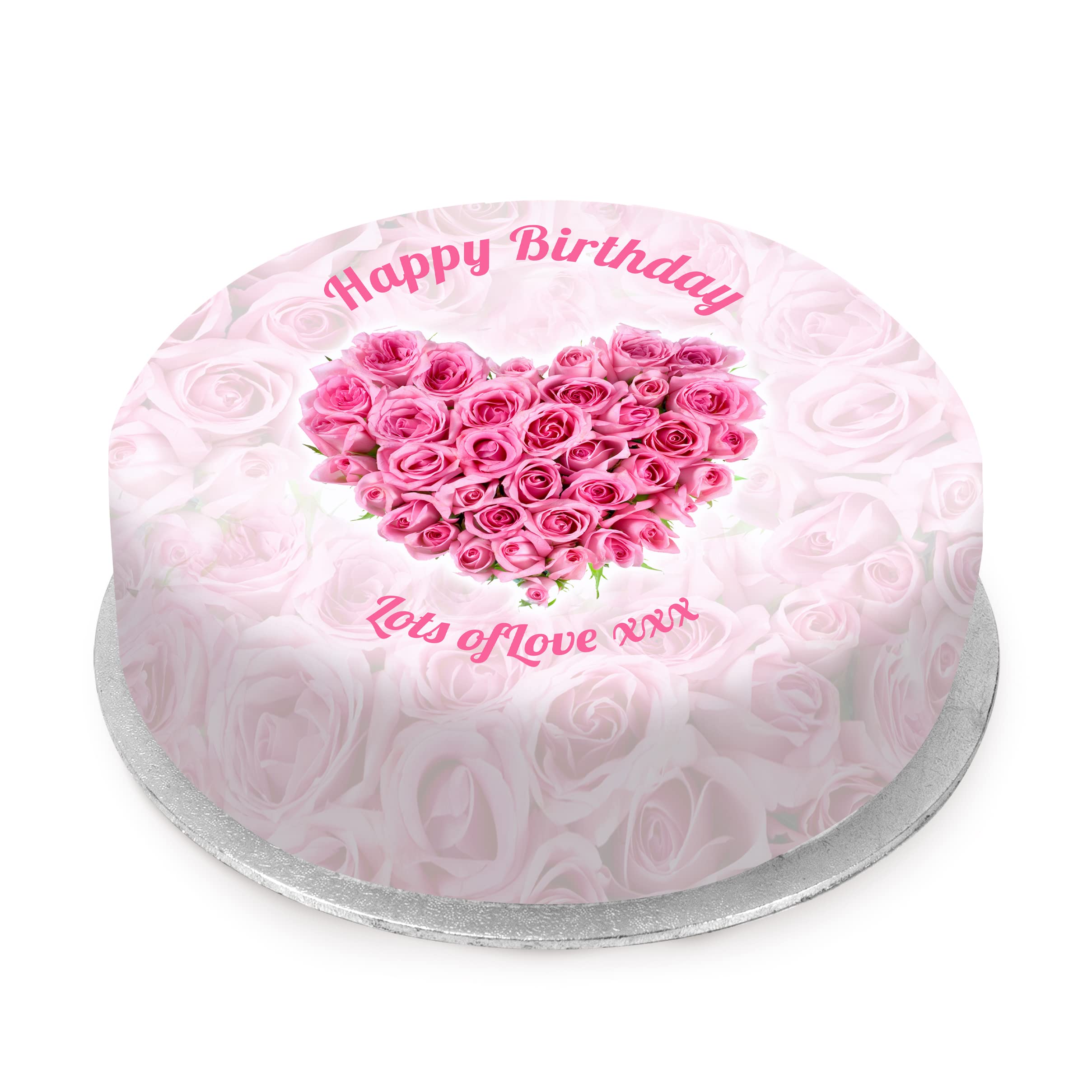 Victoria Sponge pink roses themed birthday cake - A delicious traditional vanilla sponge cake with buttercream and a rich apple and raspberry jam, serves 10-12 portions. Baked by bakerdays.