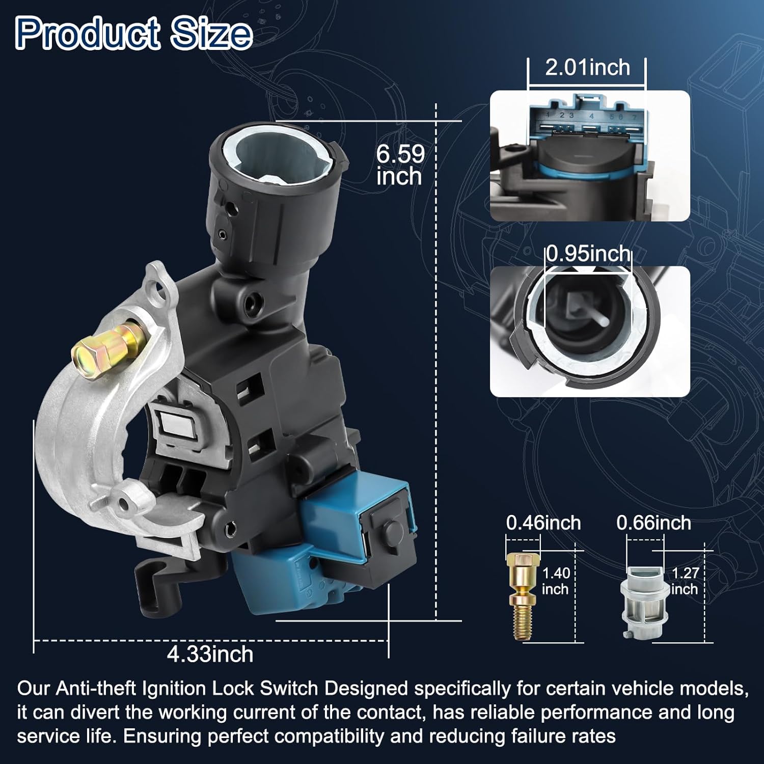 Ignition Lock Housing for 2008-2012 Ford Escape Focus, Mazda Tribute, Mercury Mariner, #OE 9L8Z-3511-A 989-019 ZZDB66160 Ignition Switch Assembly