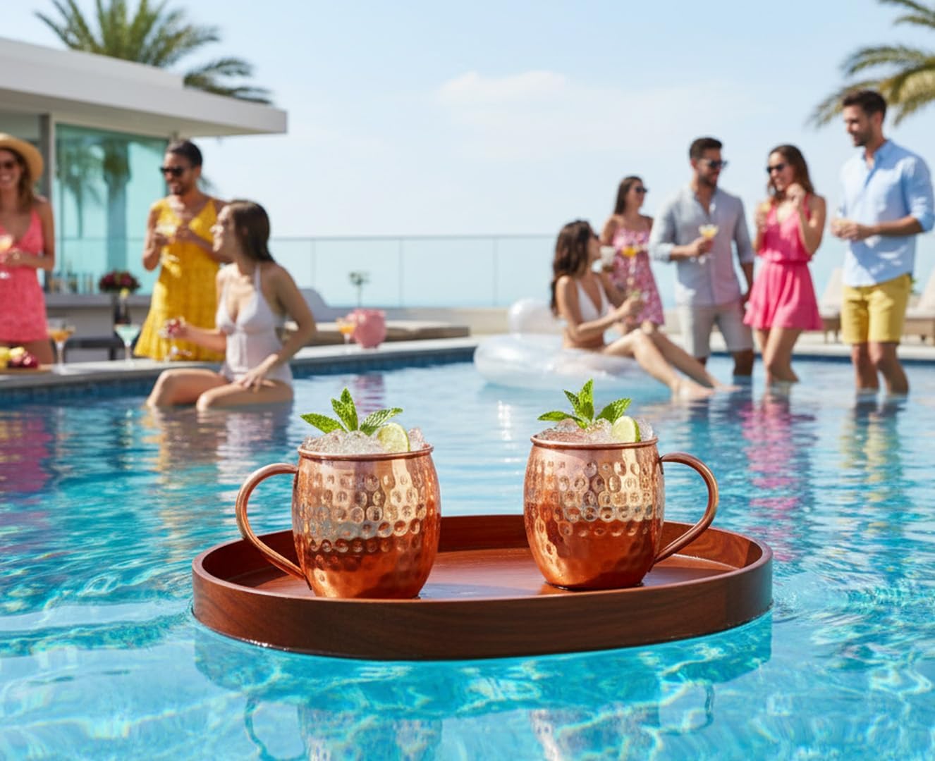 Pure Copper Moscow Mule Mugs - Handcrafted - Lavish Drinks-Energy And Immunity Booster 16 oz Natural Hammered Beaten Copper Finish. Set Of 2.