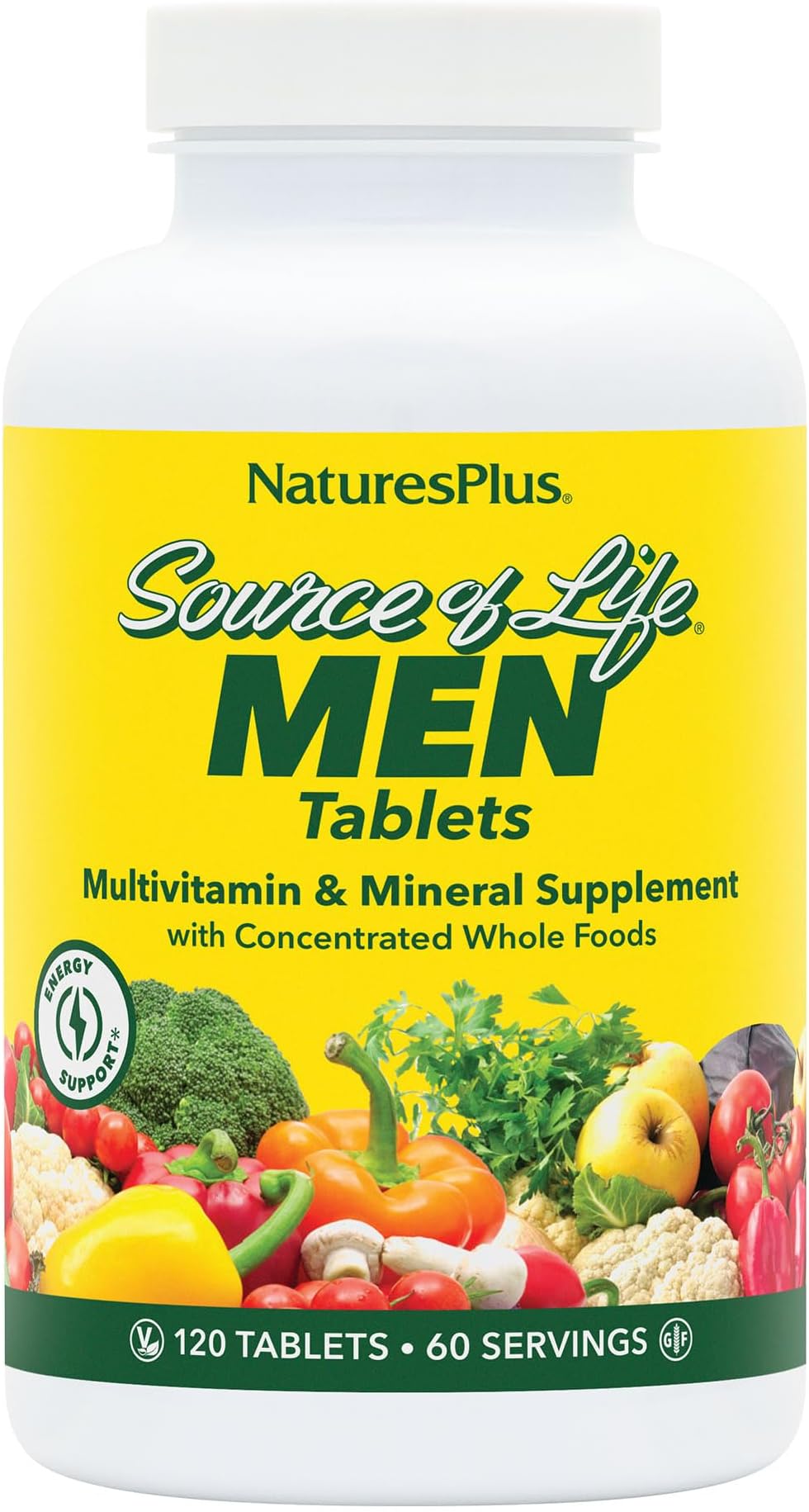 Source Of Life, Men, Multi-Vitamin And Mineral Supplement With Whole Food Concentrates, Iron-Free, 120 Tablets
