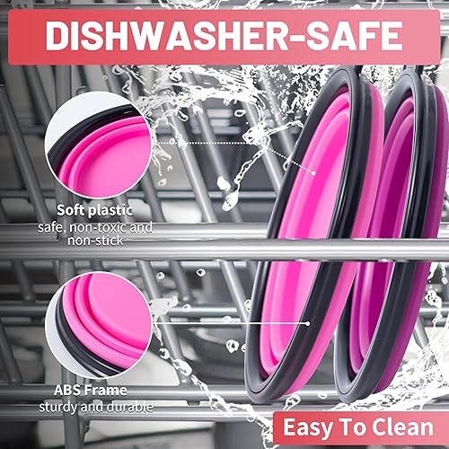 Miniatura 5 de SLSON Tazones plegables para perros con tapas de cubierta, paquete de 2 tazones de viaje para perros, portátiles, plegables, para gatos, para