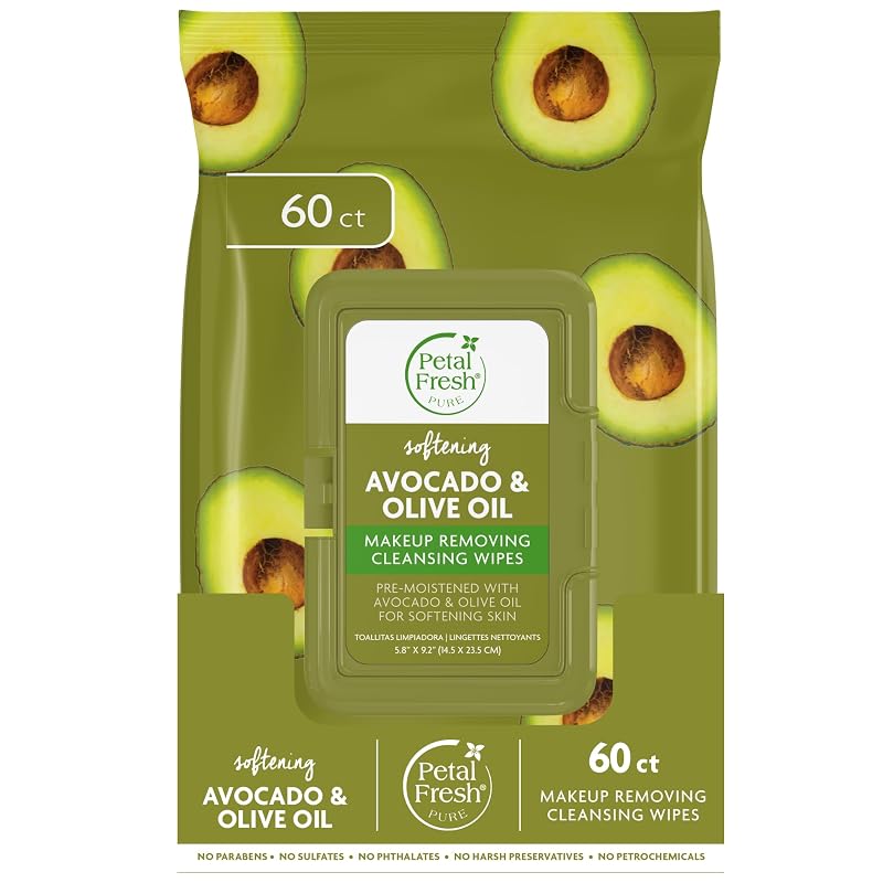Petal Fresh Lenços de Limpeza Facial com Óleo de Abacate e Azeite, 60 unidades