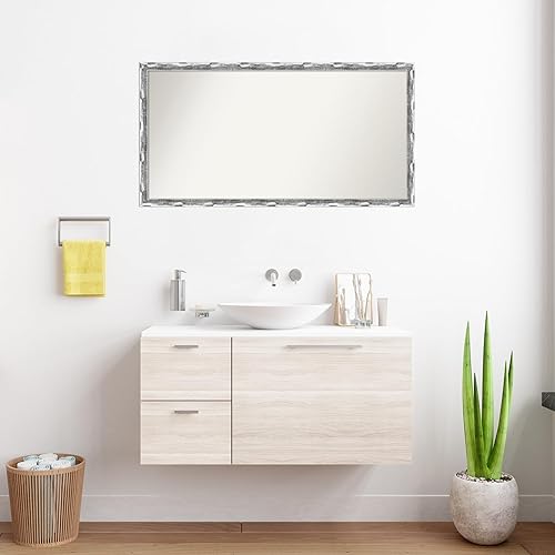 Miniatura 4 de Amanti Art Espejo personalizado, espejo de baño cromado ondulado rayado, espejo de pared o espejo de tocador de baño sobre fregadero (22.25 x 42.25
