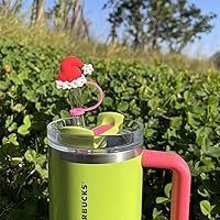 Vista 4 de 4 piezas de adornos para popote de Navidad, cubierta de popote Stanley de Amreich Christmas Stanley, vaso de 30 onzas y 40 onzas con asa, fundas