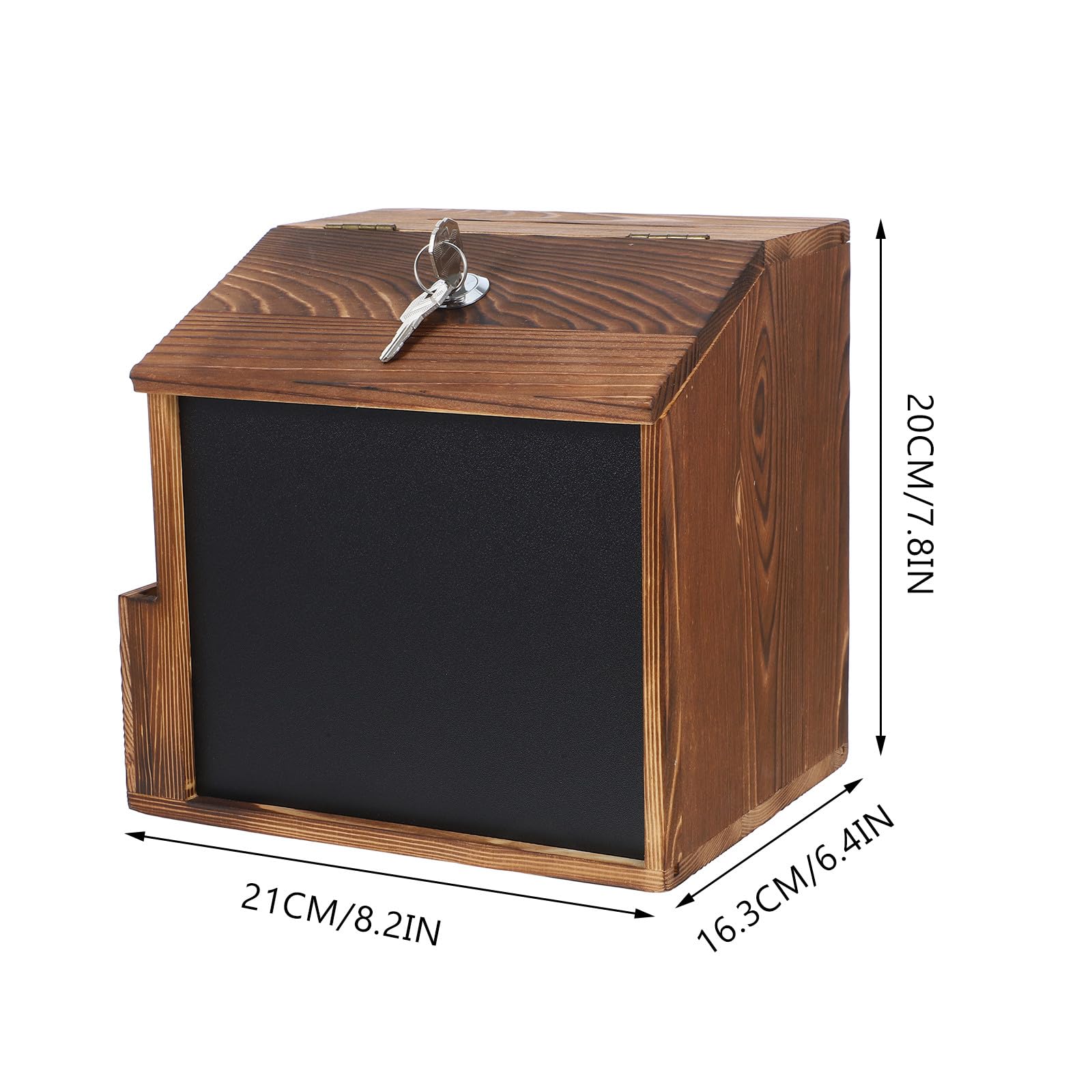 Caja de Donaciones de Madera y Superficie Pizarra con Cerradura Buzón de Pared Incluye Tornillos para Montaje para Sugerencias y Propinas en Restaurantes