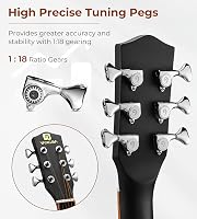 Vangoa 4/4 Balkezes Elektroakusztikus Gitár 41" - Fekete Dreadnought Kivágással, 4-Sávos Equalizer, Kezdőknek, Lucfenyő Test 3