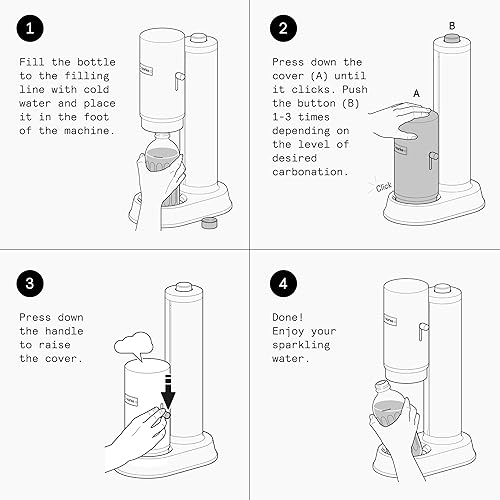 Miniatura 6 de Aarke Carbonator Pro, máquina de agua con gas y carbonatación, acero inoxidable con botella reutilizable de vidrio, volumen de 800 mL/27 fl oz