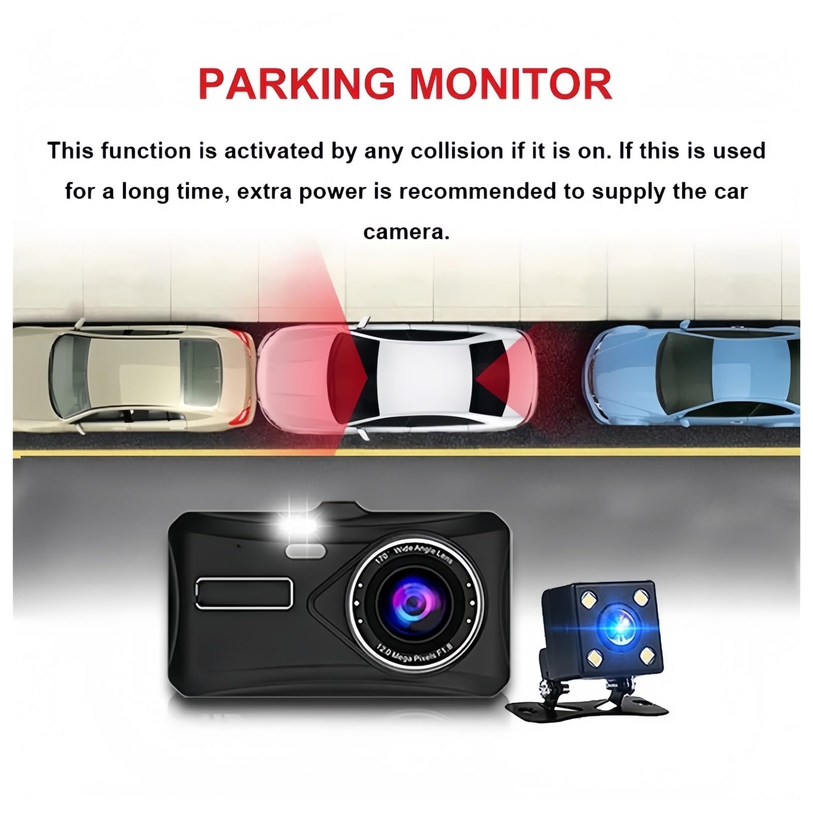 Telecamera anteriore universale per auto Dashcam HD 1080P Fotocamera anteriore posteriore DVR per registratore video digitale con specchio(Only Dashcam-B12,None)