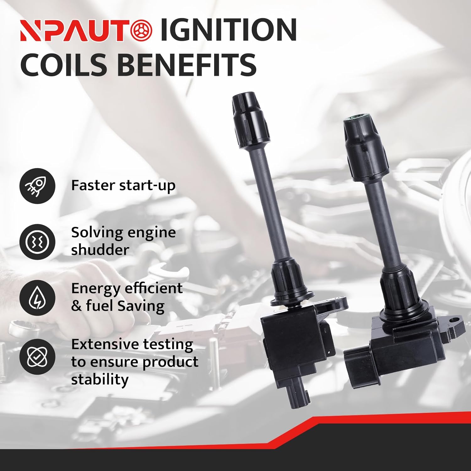 NPAUTO Ignition Coil Pack Front Rear Replacement for 3.0L V6 2000 2001 Infiniti I30/Nissan Maxima UF348 UF363 C1266 C1267, Set of 6