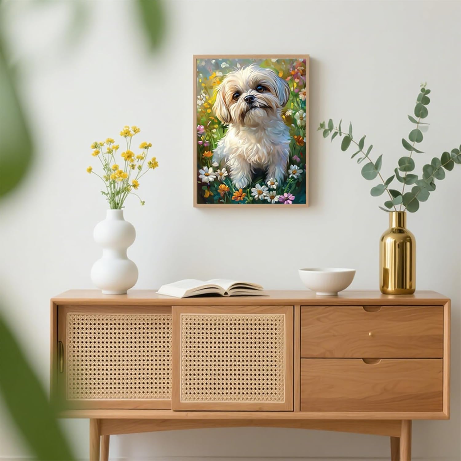 YL Mainland 5D Shih Tzu Dog Diamond Art Full Drill Diamond Painting Kits for Adults Beginners DIY Art Crafts for Relaxation and Home Wall Decor 12x16 Inch