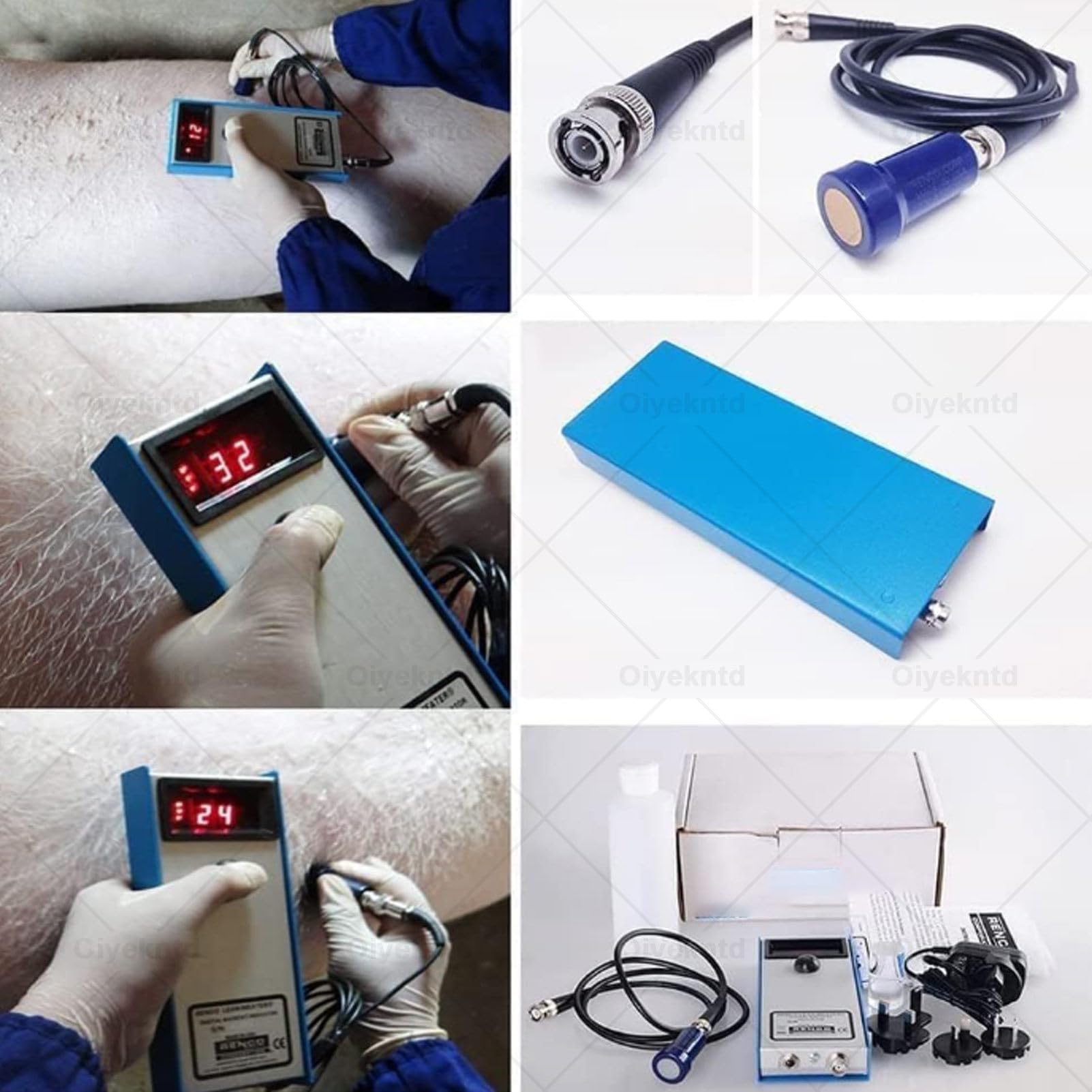 Medidor veterinario de grosor de grasa dorsal, probador de medición de grasa de cerdo de ganado, rango de medición de 4 a 35 mm con luces indicadoras para uso doméstico y comercial en granjas