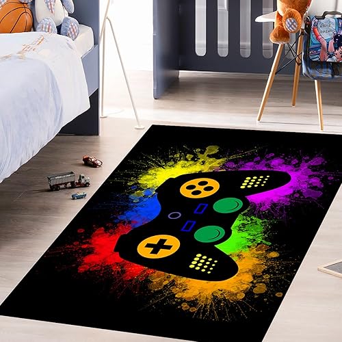 Miniatura 9 de Alfombra de control de juegos para niños, alfombra grande de videojuegos para niños, alfombras de jugadores para dormitorio, niños, adolescentes,