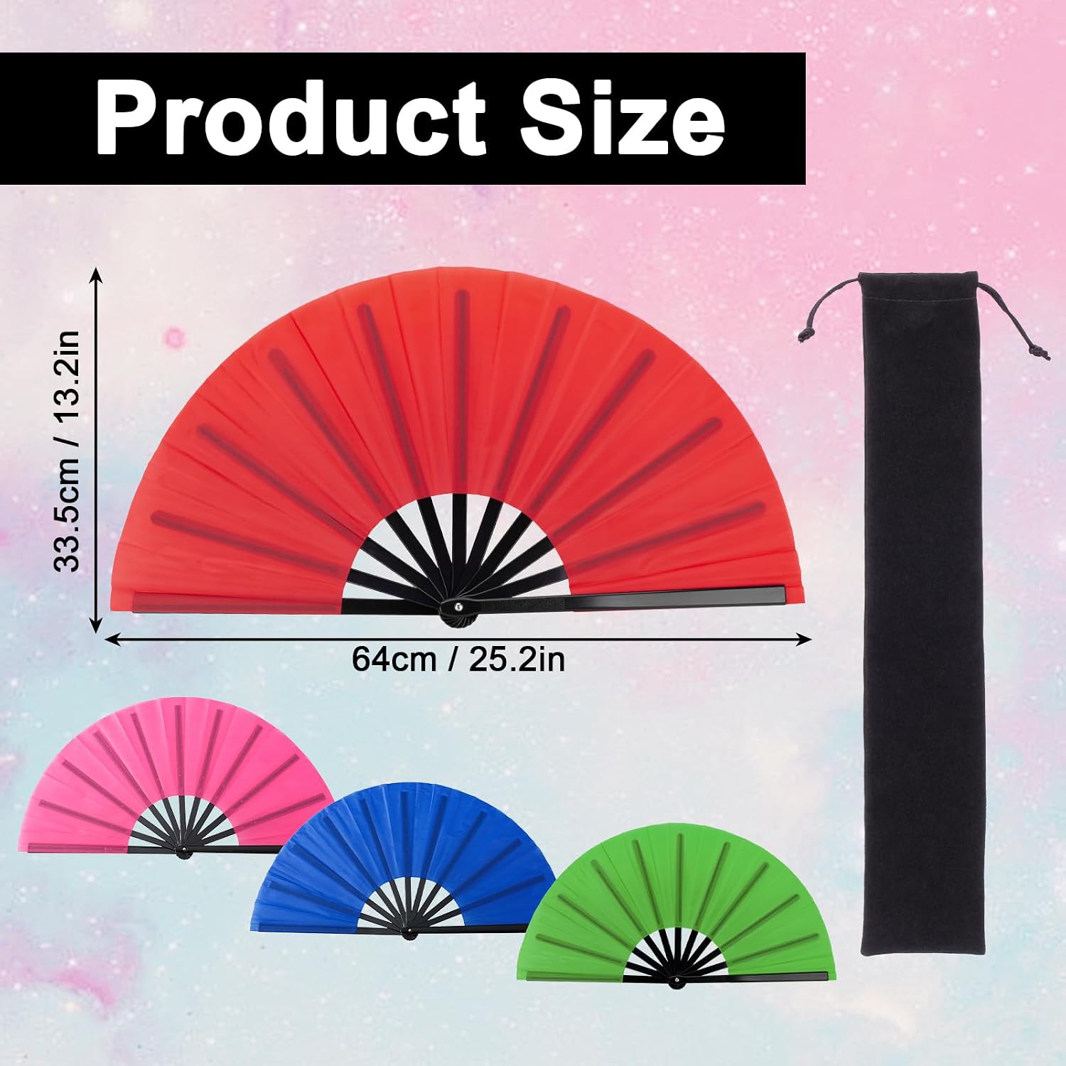 Large Folding Hand Fans for Line Dancing, 13 Inch Clacking Popping Rave Fan for Wedding, Party, Festival & Dance Performance image 3