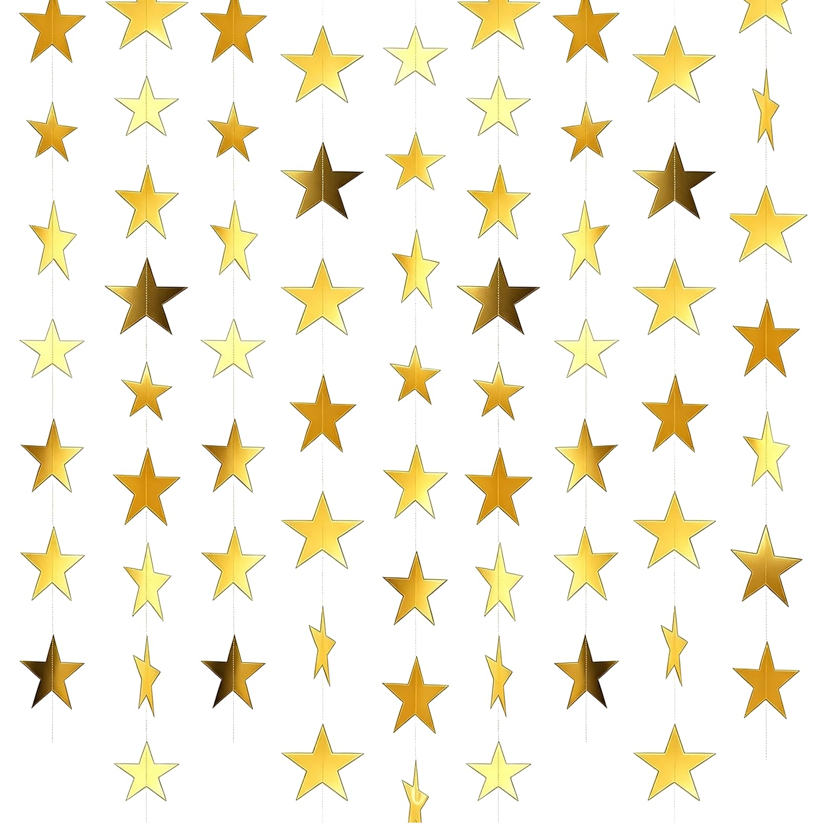 52 Feet Gold Star Garland,Star Bunting Gold Stars Paper Chains Decorations