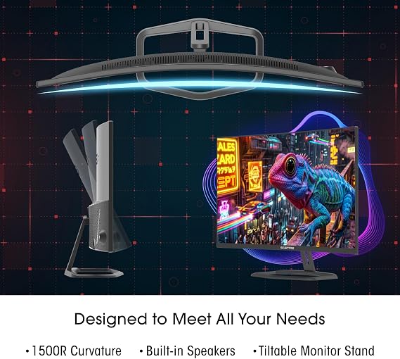 New! Sceptre Curved 32 inch Prime Gaming Monitor 1080p 1500R 110% sRGB HDMI X2 up to 240Hz, DisplayPort X2 up to 260Hz FreeSync Premium 1ms Build-in Speakers, Machine Black 2027 (C325B-FW260D.A1)