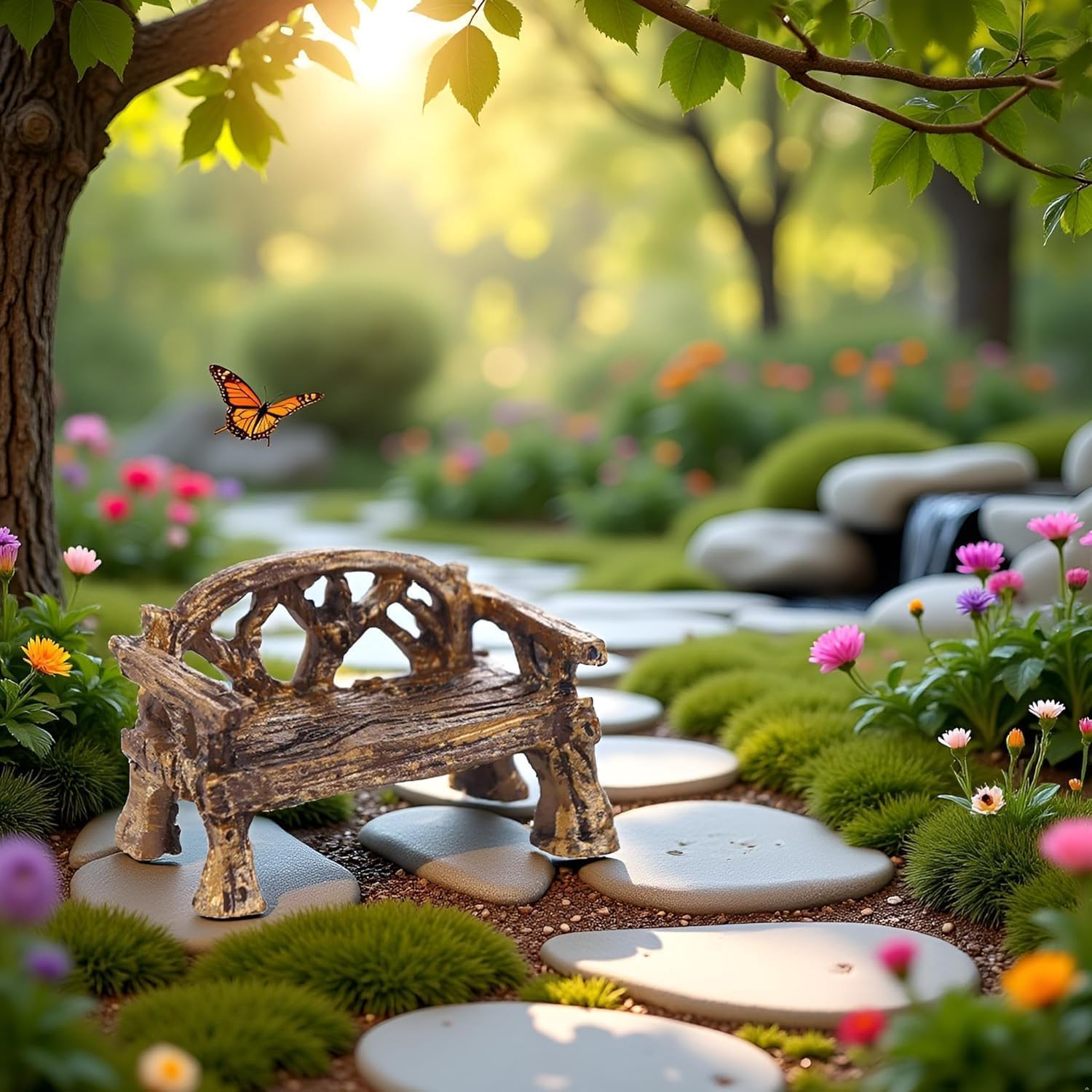 Bancs Miniatures Pour Maison De Poupée – Set Résine 1:12, Pont, Souches – Décoration Jardin Féerique, DIY Et Terrarium