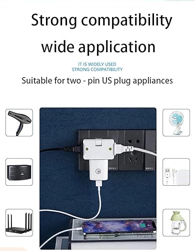 Miniatura 4 de Extensor de salida de pared plana ultrafino de 3 vías, adaptador de corriente alterna, 2 pines, giratorio, mini enchufe de expansión de enchufe de
