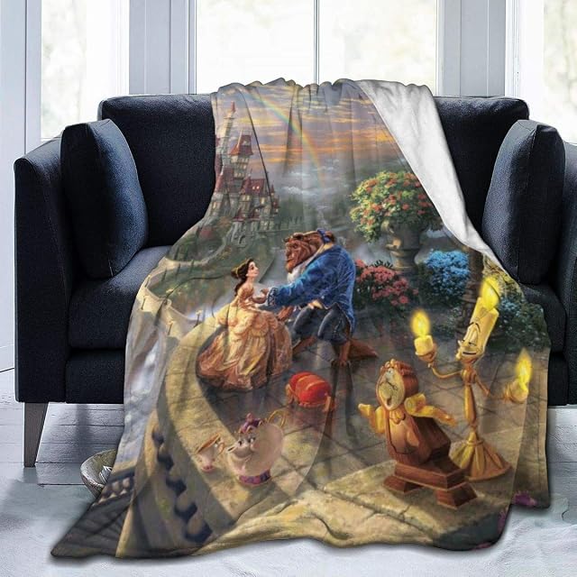 FASHIONDIY Beauty And The Beast Blanket Oversized Warm Adult Super Soft Blanket With Soft Anti-pilling Flannel For Adults & Kids 3D Print 50"x40"