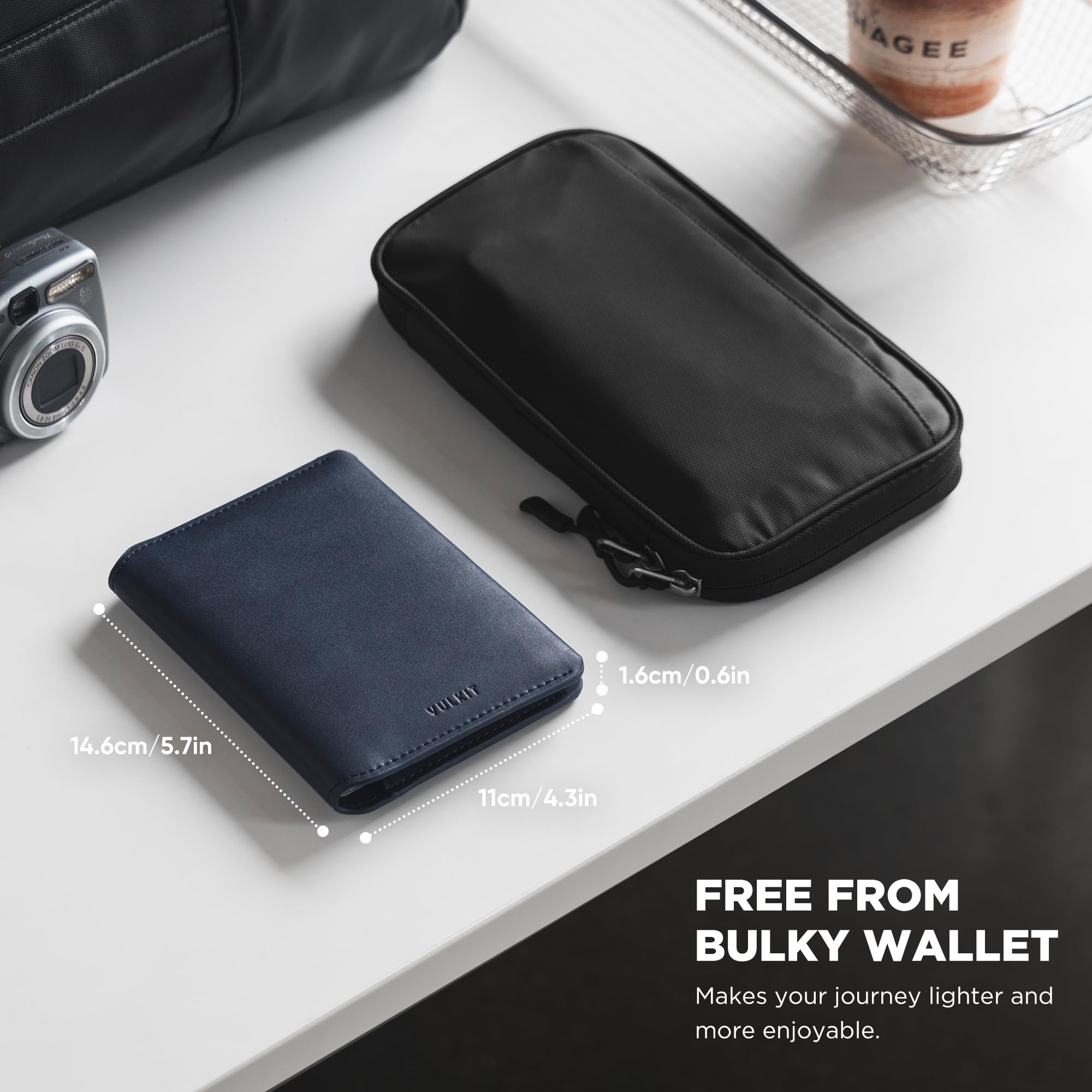 VULKIT Funda de Pasaporte de Cuero con Bloqueo RFID Cartera de Pasaporte Compacta con Cierre Magnético