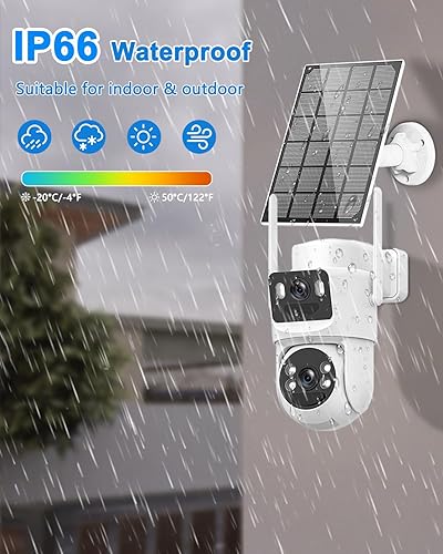 Miniatura 9 de Cámaras de seguridad solar 4K inalámbricas para exteriores, cámaras WiFi de 5 GHz2.4 GHz para seguridad en el hogar con doble lente, sirena,