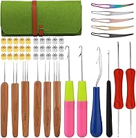 Vista 12 de Gancho de ganchillo para rastas, 48 piezas agujas de ganchillo Loc, 6 agujas de ganchillo para rastas, ganchos de ganchillo para cabello, gancho