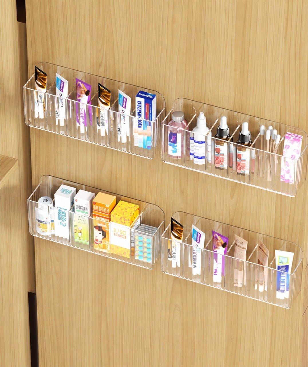 Generic 6 in 1 Transparent Wall Mounted Organizer Acrylic Cosmetic Storage Multipurpose Bathroom Storage Rack Clear Plastic for Makeup Skincare Medicine Kitchen Accessories-image-34
