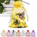 ANZNKU 100 Pack Organza Bags 5 x 7 Inch, Premium Gold Favor Bags With Drawstring, Sheer Mesh Gift Packaging for Wedding Party