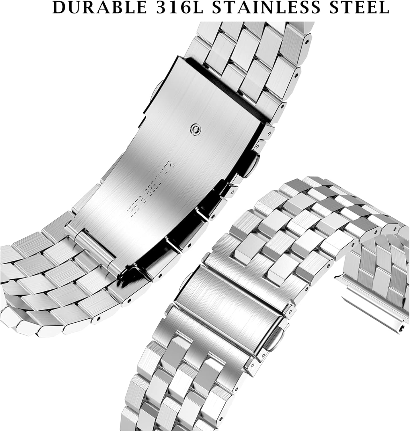 SUPLINK Stainless Steel Case and Band Compatible with Apple Watch Bands for Men, Metal Rugged Protective Bumper for iWatch Apple Watch Series 9 8 7 45mm Band, Silver - Image 4