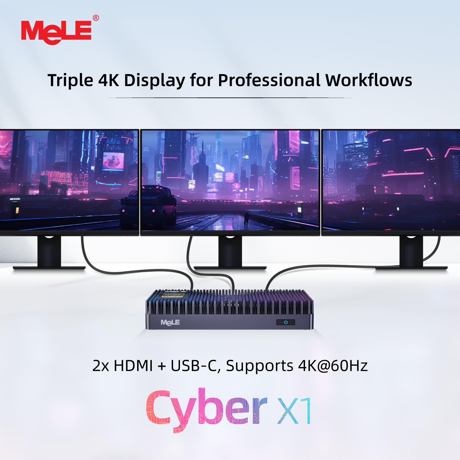 MeLE Mini PC senza ventole N150 16 GB RAM LPDDR5 512 GB SSD, Win11 Pro piccolo micro computer desktop Cyber X1, Dual HDMI, supporto 4K triplo display, USB 3.2x3, USB-C, WiFi5 BT5.1, PC portatile per