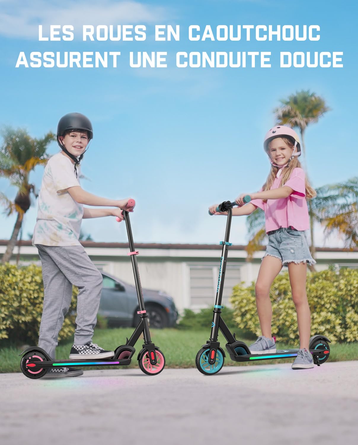 FanttikRide C9 Apex Trottinette Électrique Enfant, Bluetooth | Haut-Parleur Bluetooth, Lumières Arc-en-Ciel, 8/13/16 km/h, Autonomie 8 km, Hauteur Réglable, Pliable, jusqu'à 60 kg