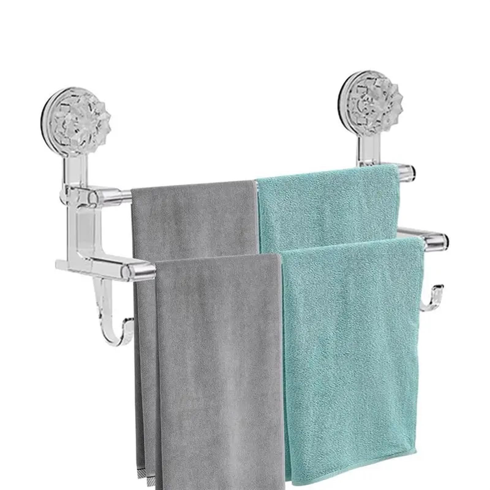 Self Adhesive Towel Rail Suction Cup Towel Bar Adhesive Rack Removable Shower Mat Rod(38.5x10.5x21cm)