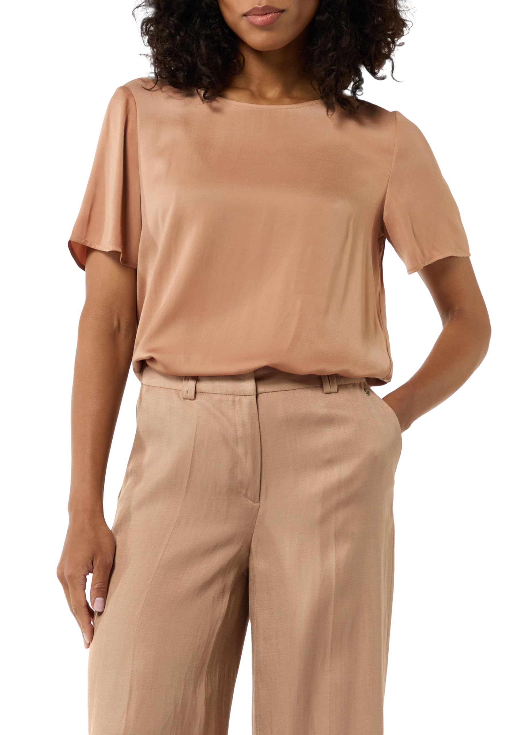 Comma Damen Fließendes Shirt aus Satin im Relaxed Fit Bluse