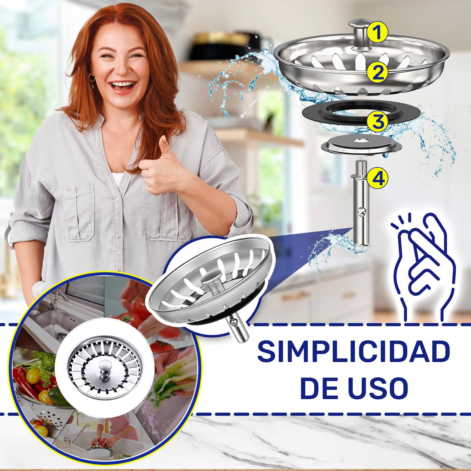 Tapon Fregadero Cocina Universal Ø 84 mm H 18 mm en Acero Inoxidable con Código Original 133.0042.853 1330042853 1330042867 1920059 para Franke - Made IN Italy - MONTERAL