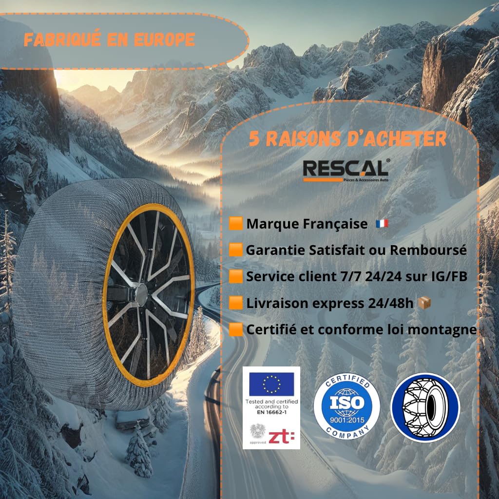 Calze Da Neve Per Auto Rescal - Omologate EN-16662-1 Per Sicurezza Su Neve E Ghiaccio - Foto 5
