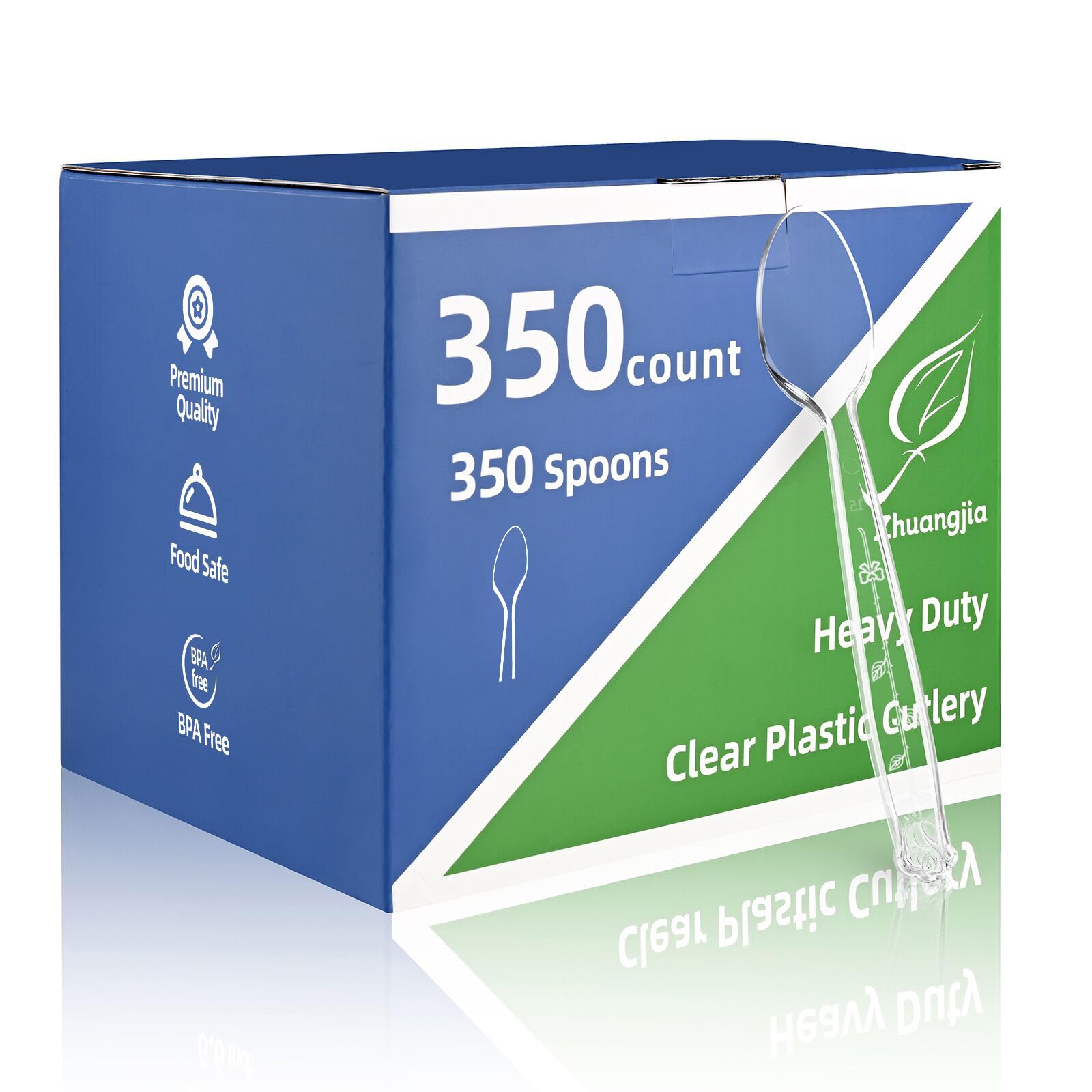 350 Count Clear Plastic Spoons, Extra Heavy Duty Plastic Spoons, Premium Disposable heavy duty spoons Set, BPA-Free Heat Resistant utensils for Party