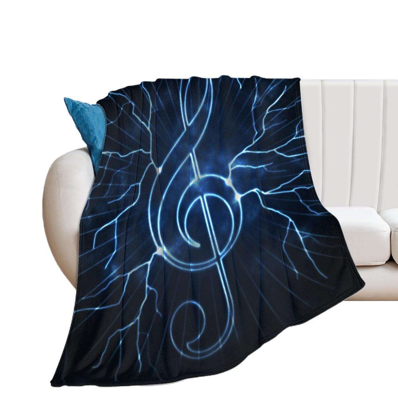 Couverture douce en flanelle thermique lit motifs musicaux haut de gamme