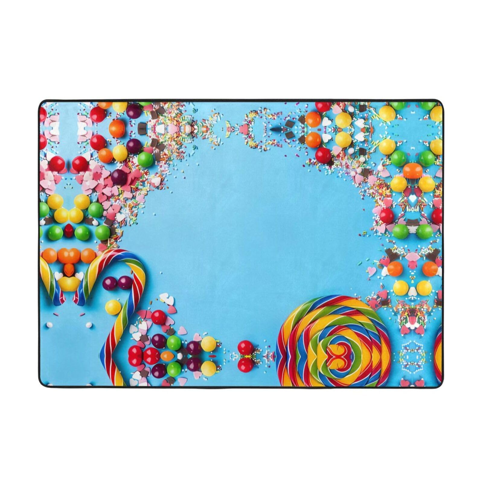 Lollipop Conffiti Cracker Schokoladendruck, gut verarbeiteter Kunstfell-Teppich, 203,2 x 147,3 cm, ultra-saugfähig und bequem, Bodenüberwurf für Wohnzimmer, Schlafzimmer und mehr