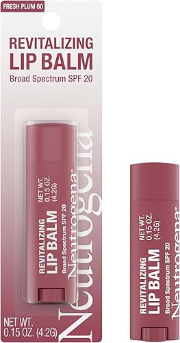Neutrogena Revitalizing Tinted Lip Balm with SPF 20, Hydrating Tinted Lip Care with Sunscreen, Moisturizing Sheer Tint for Softer, Healthier-Looking Lips, Sheer Fresh Plum 60, 0.15 oz
