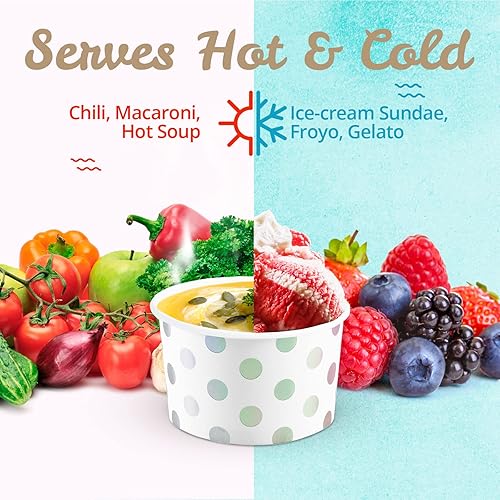 Miniatura 7 de MATICAN Vasos de papel para helado, 50 cuencos de postre desechables de 5.5 onzas para alimentos calientes o fríos, suministros de fiesta de 5.5