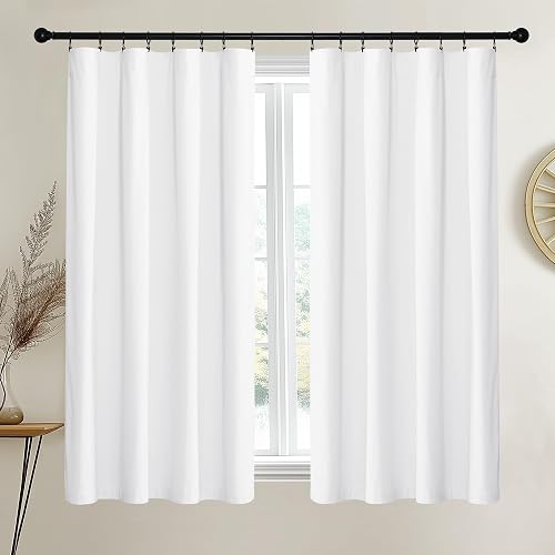 NICETOWN White Velvet Curtains 63 inch Long, 52" W x 63" L, 2 Panels | Sound Reducing, Heavy-duty Solid, Rod Pocket & Back Tab, for Bedroom/Living Room - 81% off