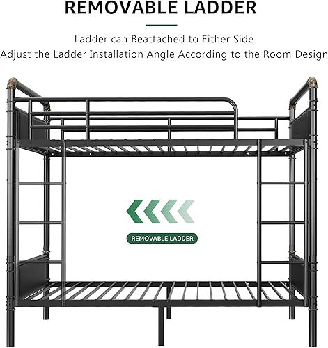 Miniatura 4 de Litera de metal individual sobre individual, literas industriales de alta resistencia con rieles de seguridad y diseño de ahorro de espacio, cama de