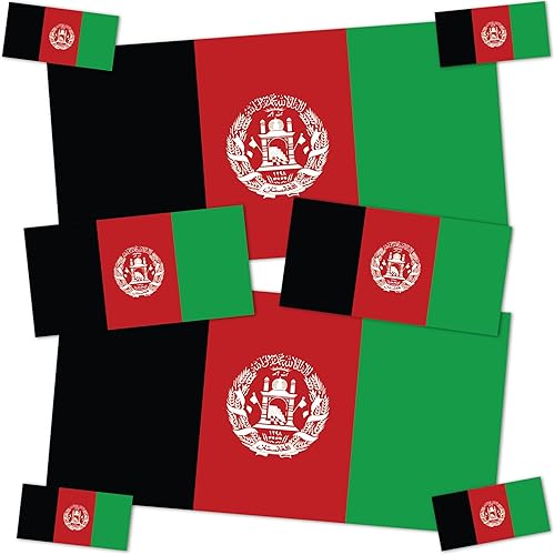 Desert Cactus Calcomanías de bandera de país de Afganistán, paquete de 8 unidades en total con logotipo para niños, álbum de recortes, automóvil,