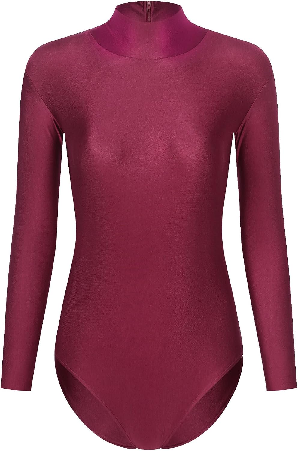 Women Mock Turtleneck Long Sleeve Leotard Bodysuit Ballet Leotard Gymnastics Dance Leotard