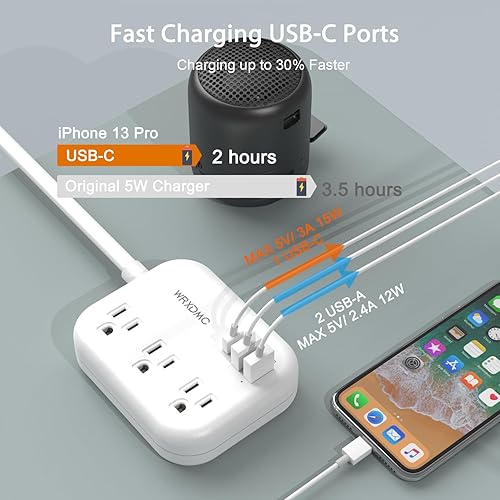 Miniatura 3 de UK Ireland Travel Plug Adapter, WRXDMC US to UK Plug Adapter, Type G Travel Converter with 3 Outlets 3 USB(1 USB C Port), Power Adapter for US to