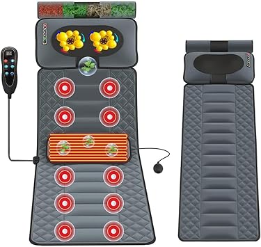 Full Body Massage Mat with Heat 20 Neck Massage Heads,Foot Massager Whole Body Vibration Massage Pad 9 Gear Massage /3 Timing Modes Shiatsu Massage Pad for Back Neck Lumbar Leg Foot