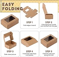 Vista 3 de Zonon 30 piezas de cajas de jabón para embalaje casero, mini cajas de regalo de papel kraft con ventana para panadería, caramelos, fabricación