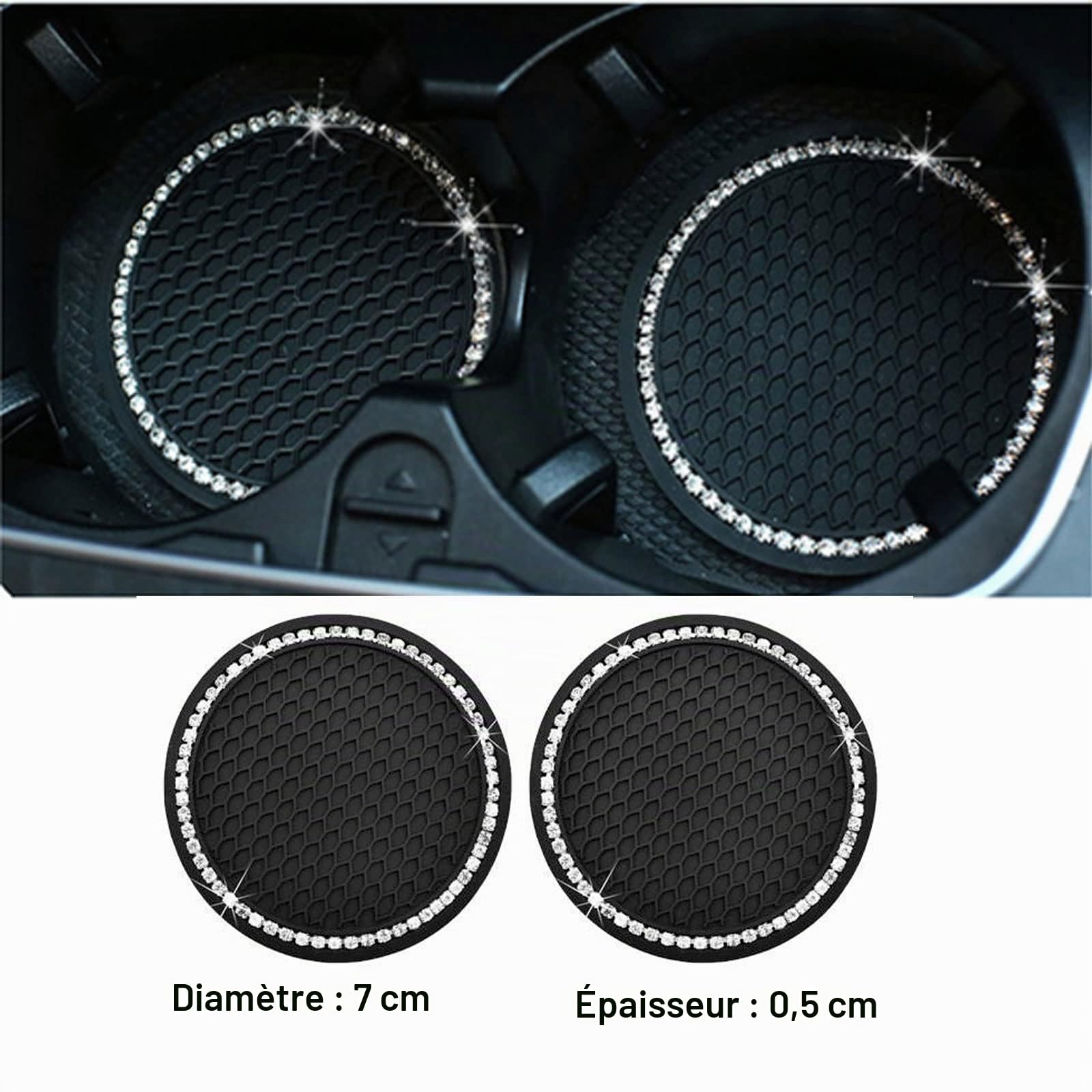Lot de 20 accessoires de voiture bling-bling pour l'intérieur des femmes - Accessoire de voiture bling accessoires de voiture pour femmes - Support de téléphone portable bling-bling