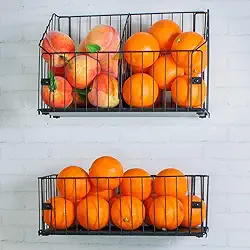 Fruteira de Parede Aramado Cozinha Cesto Frutas Kit 1P e 1G