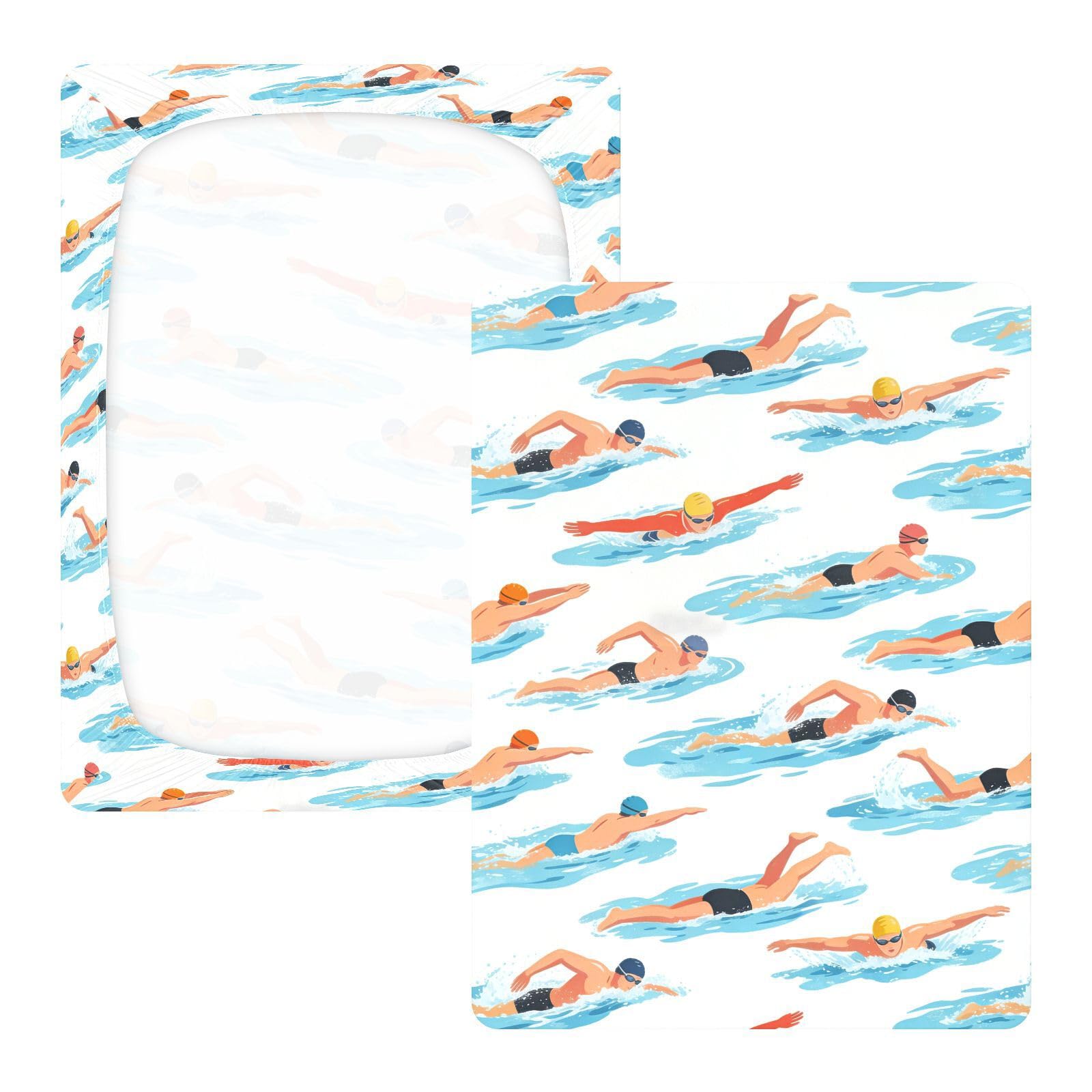 Sábanas deportivas de natación para cuna de bebé para niños y niñas, sábana de algodón cómoda y transpirable, funda de cama para guardería, 1 paquete de forros para cunas de ni?o