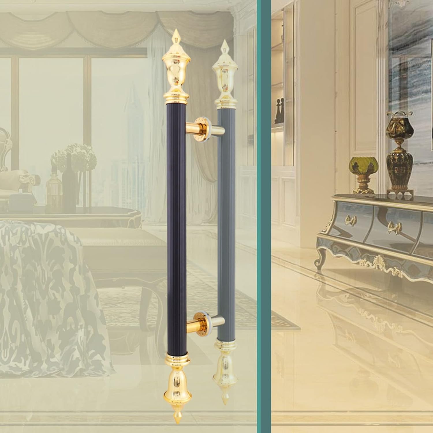 Glass Door Handles Heavy Duty Sliding Barn Bar Replacement Decorative,Modern Pull and Flush Gate Handle Set for Shower Barndoor Furniture Cabinet Closet,Stainless Steel(Length100CM)